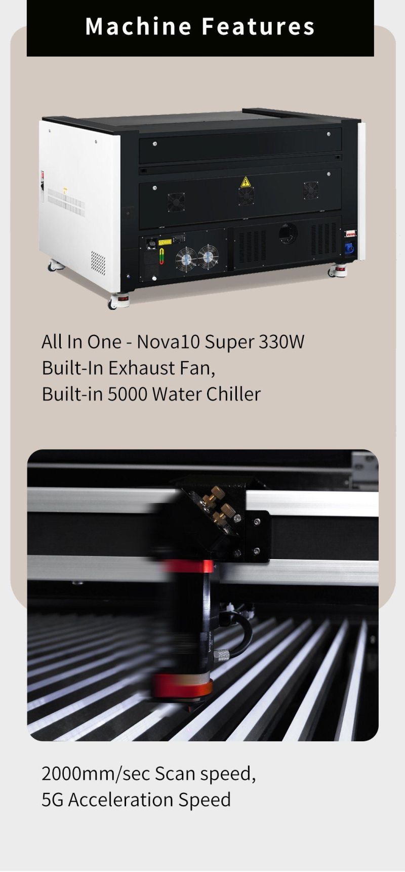 Newest 80W/100W CO2 Glass Tube +RF30W/60W Metal Tube Vector Engraving 1070 CO2 Laser Engraving Cutting Machine for Fabric/Textile/Woven Labels/Paper/Wood/Stone