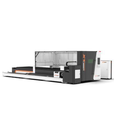 Square Tube &amp; Round Tube Cut 1500*3000mm Fiber Laser Cutting Machine with Rotary Axis