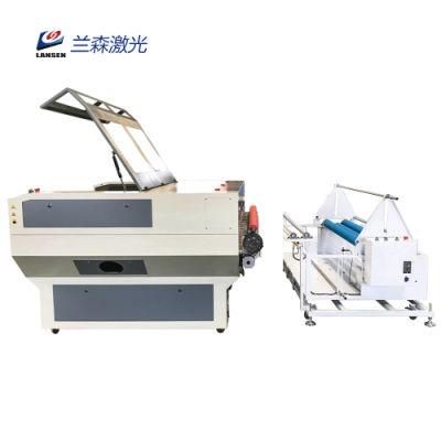 Fabric Cloth Curtains CO2 Laser Cutting Machine Auto Feeding 1610