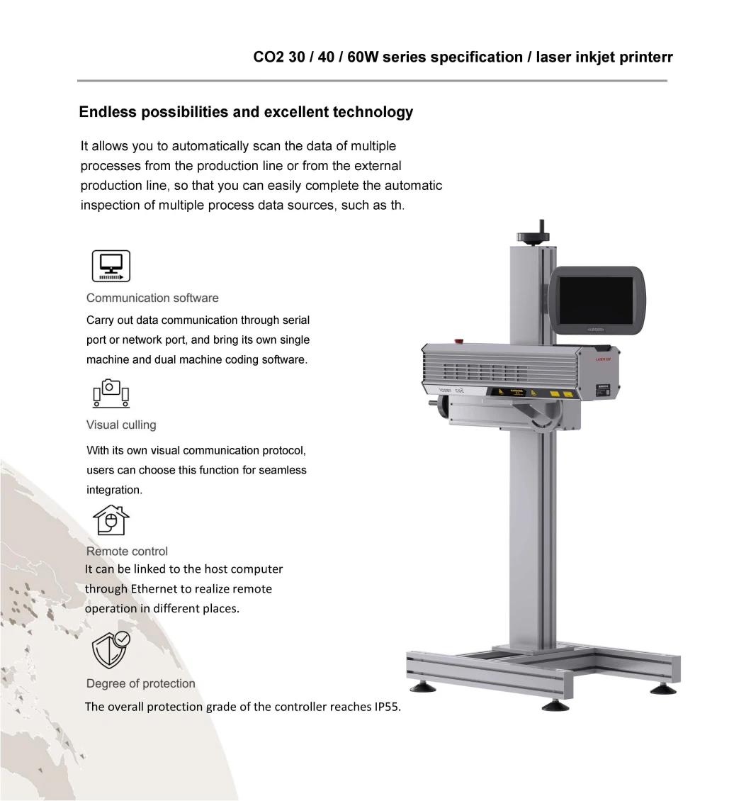 Non-Metal Engraving 30W 50W CO2 Flying Online Conveyor Belt Laser Marking Machine