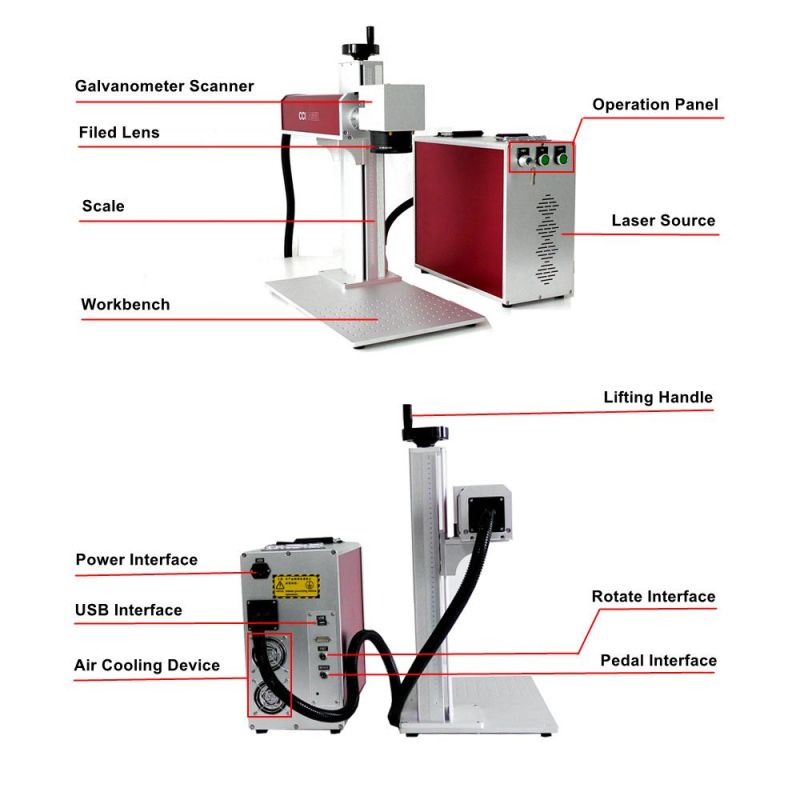 7% Discount FM-20d 20 Watt Electroplating Materials Fiber Laser Marking Machine U. S. in Stock FDA