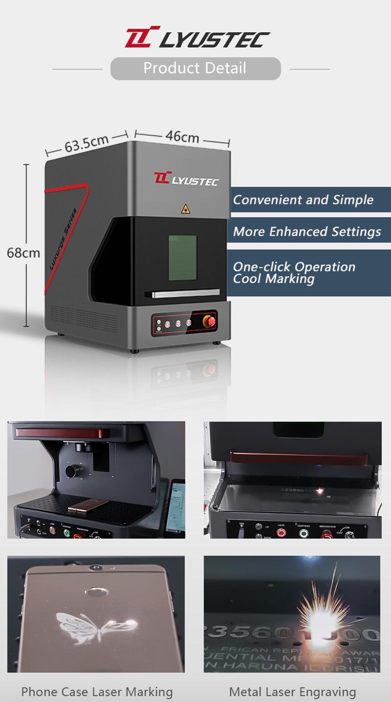 New Model Desktop Metal Fiber Laser Marking Machine with Safety Cover 20/30/50W