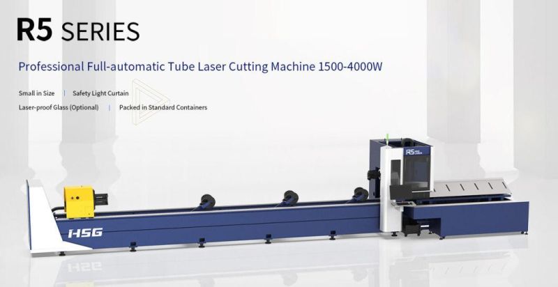 High Safety Laser Cutting Machine for Metal Tubes and Pipes of Round and Square Pipes From Hsg Laser Large Metal Manufacturer