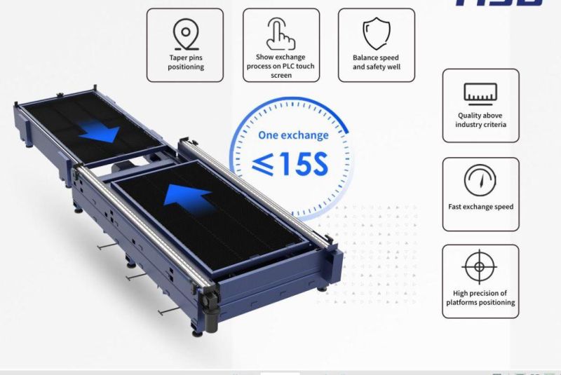 1500-6000W Double Exchange Platforms Sheet Metal Laser Cutting Machine