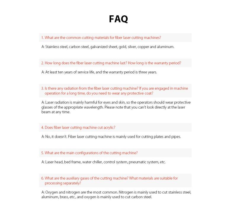High Quality Carbon Iron Aluminum Metal Stainless Steel Cutting 1000W 1500W 2000W 3kw CNC Fiber Laser Cutting Machine