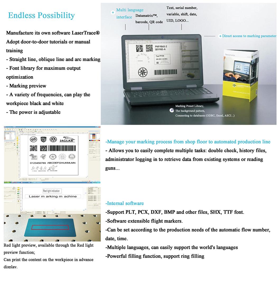 50W High Efficiency Desktop Fiber Laser Marking Machine for Metal Packages Engraving