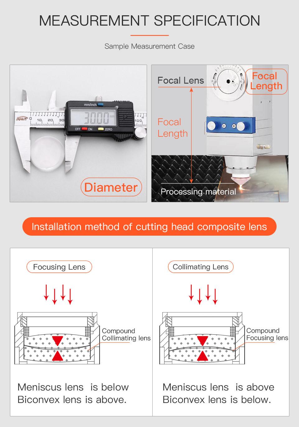 Startnow 2PCS Fiber Laser Collimator Lens D24.7-38.1 Fused Silica Focus Lens for OEM Raytools Bt240 Laser Head