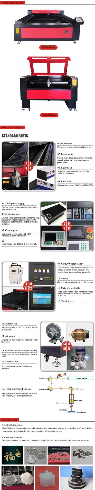 1490 Thin Metal Sheet Cutting Nonmetal Engrave Cut CO2 CNC Laser Cutter