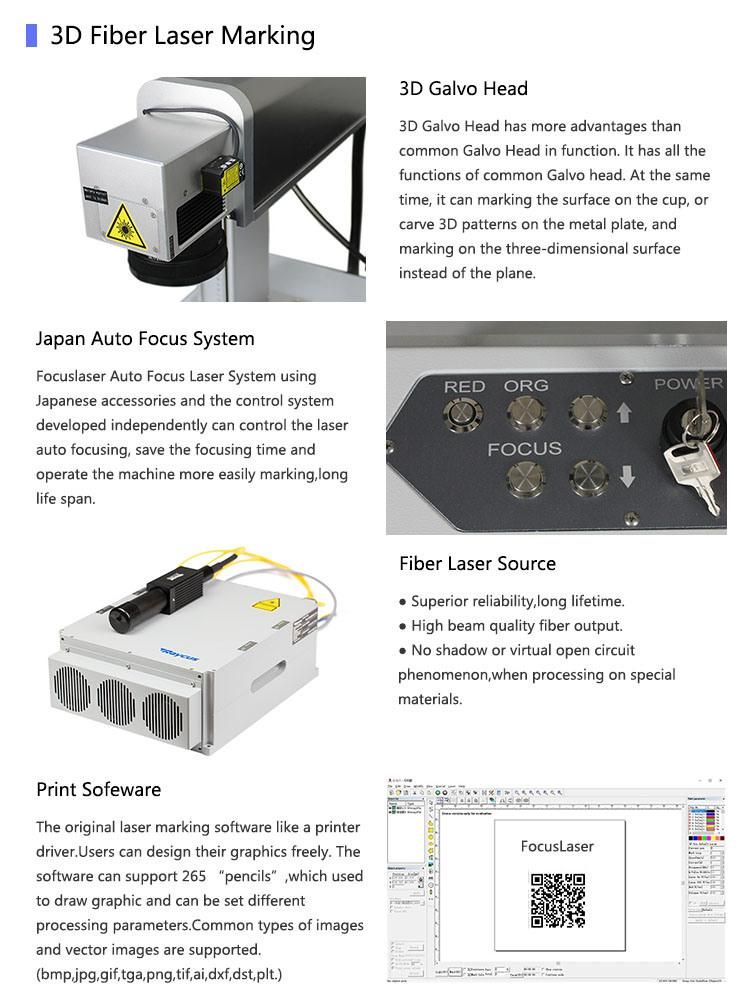 Focuslaser Auto Focus System 3D Fiber Laser Marking Machine