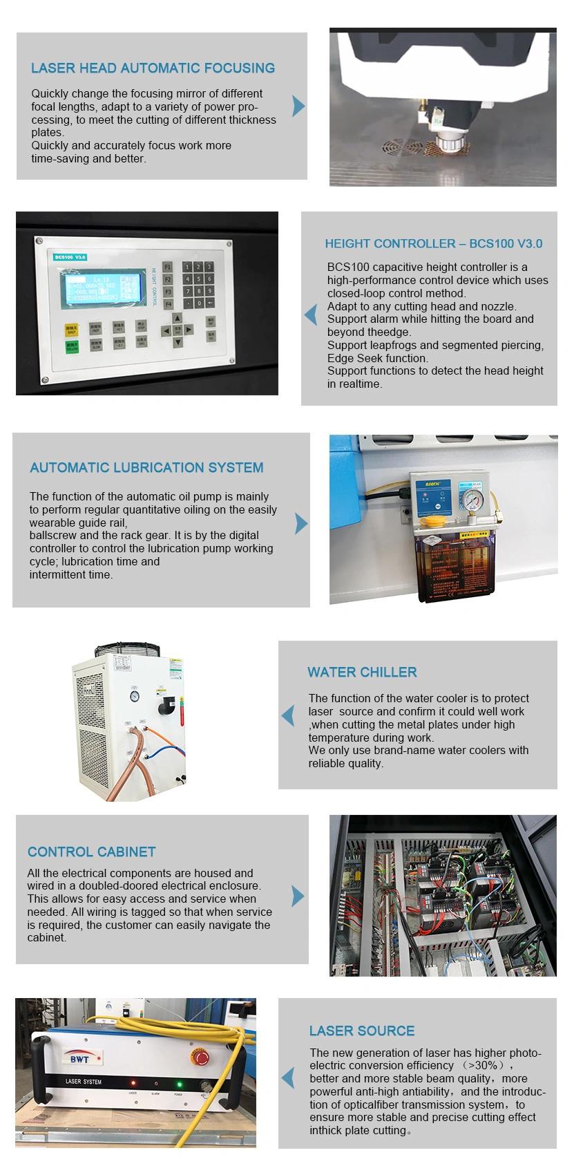 1000W 2000W 4000W 6000W Metal Sheet Plate or Circle Ellipse and Square Tube Pipe CNC Fiber Laser Cutting Machine