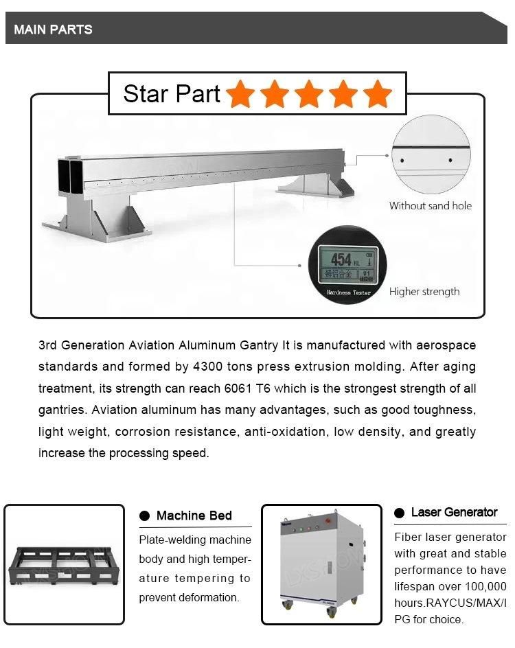 High Efficiency 1000W Carbon Fiber Laser Cutting Machine, Fiber Laser Machine for Steel, Aluminum