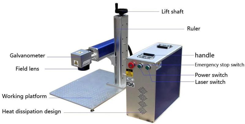 Split Type Air Cooling Portable Laser Marking Machine for Metal Nonmetal