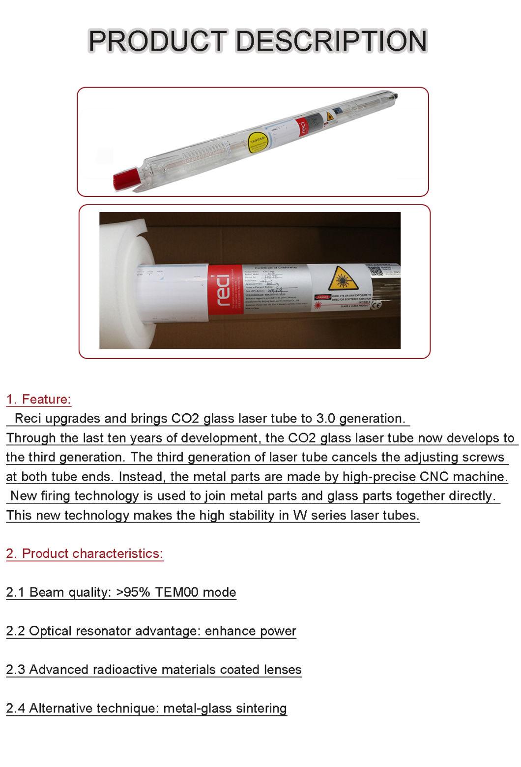 Reci W2 W4 W6 W8 CO2 Laser Tube for CO2 Laser Carving Engraving Machine Marking Equipment