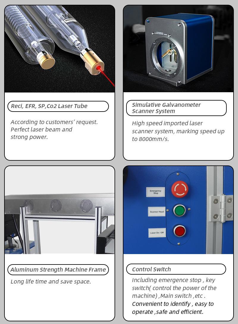 60W CO2 Laser Marking Machine with Glass Sealed CO2 Laser Tube