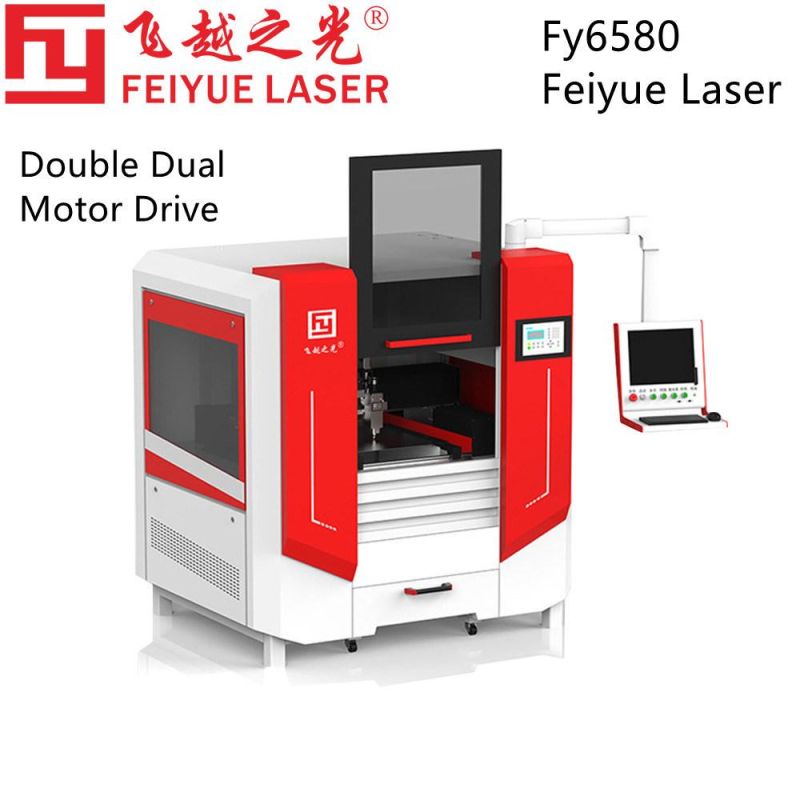 Fy6580s Feiyue Automatic CNC Metal Fiber Lazer/Laser Cutter Cutting Machine Double Dual Motor Drive Metal Carbon Stainless Steel Iron Copper Aluminum Cutting