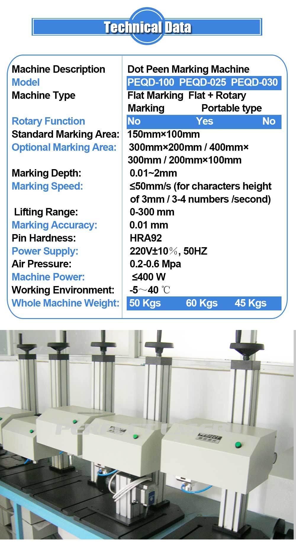 Metal Nameplates DOT Peen Marking Machine with Rotaty