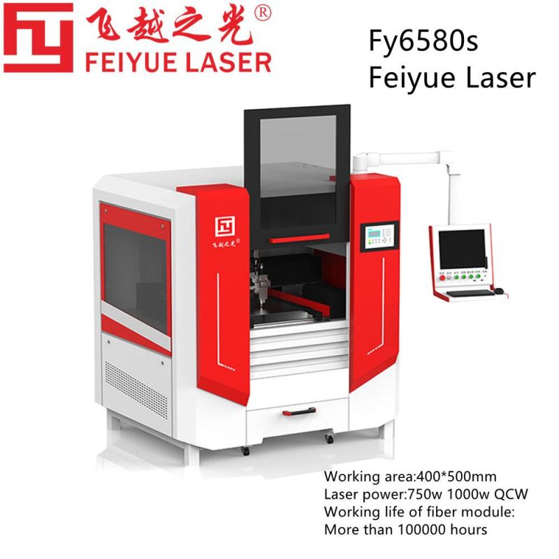 Fy6580s Feiyue Fiber Laser Machine High Precision CNC Metal Cutting Stainless Steel Aluminum Sheet Ss Jewelry 2D Laser Cutter Industrial Laser Cutting Machine