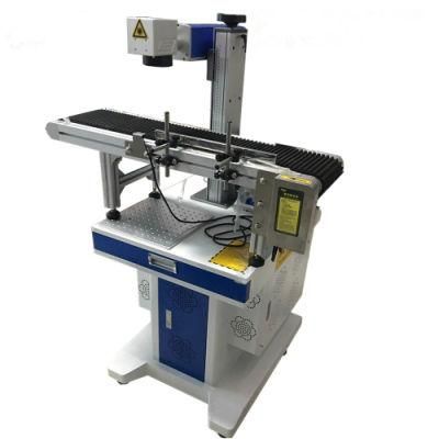 20W 30W Fiber Laser Marking Engraving Machine with Conveyor Belt for Stationery Series