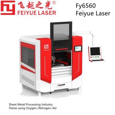 Fy6560 Sheet Metal Processing Industry Feiyue Laser CNC High Precision Laser Cutting Machine Flame Oxygen Nitrogen Air Laser Processing Machine