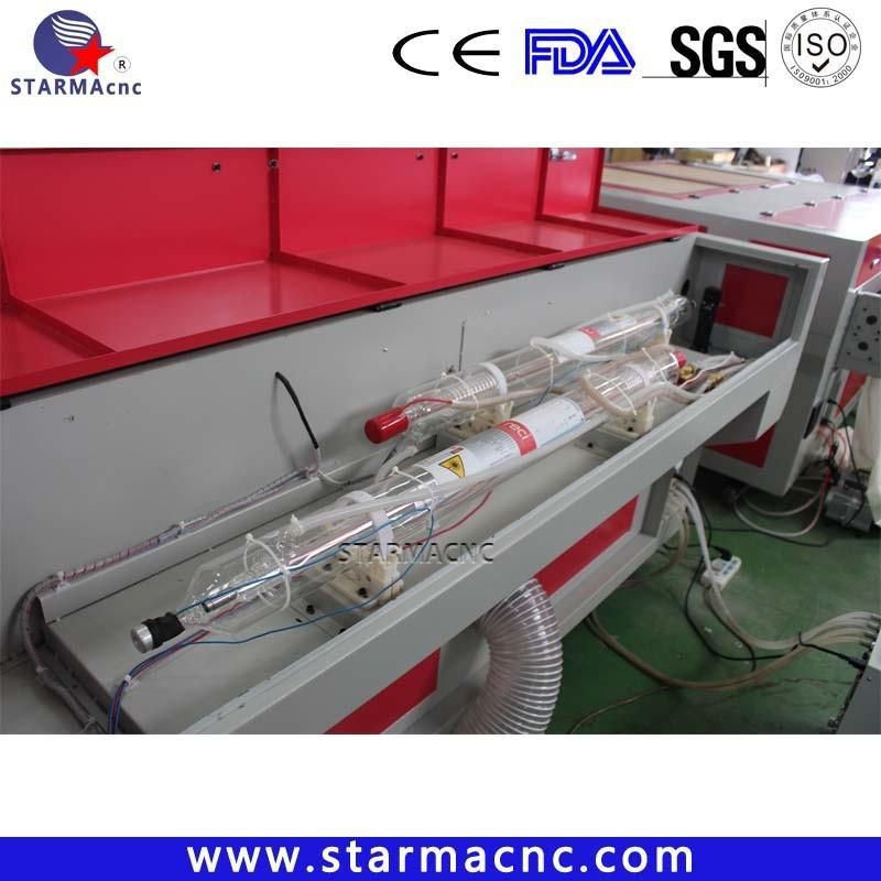 Double Head 100W 130W CO2 Laser Cutting Machine for Fabric Cloth Textile
