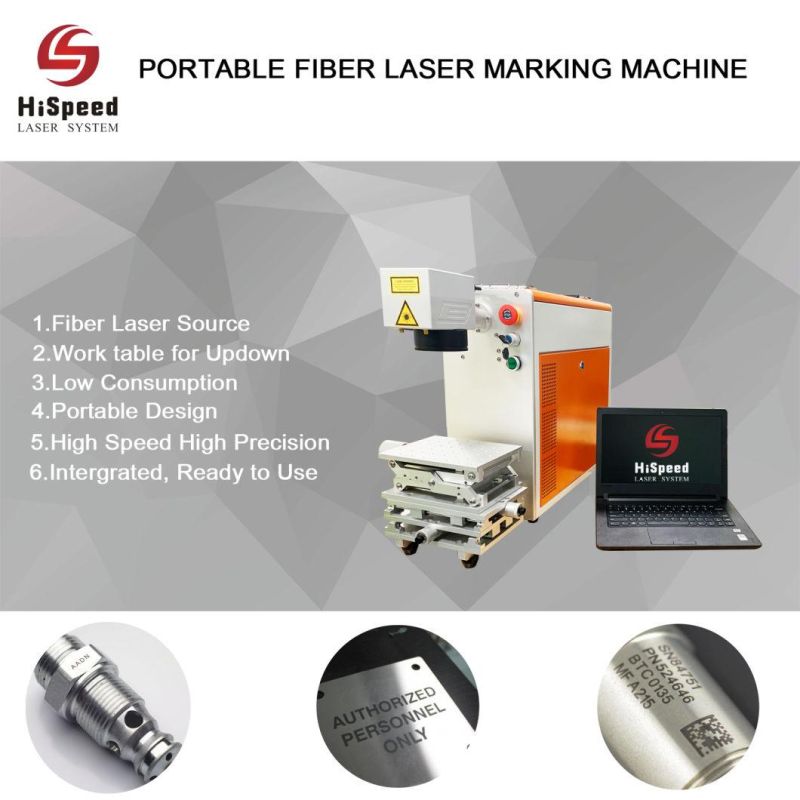 High Precision Raycus 20W 30W 50W Portable Mini Fiber Laser Marking Machine From Dongguan Hispedlaser Factory Crafts