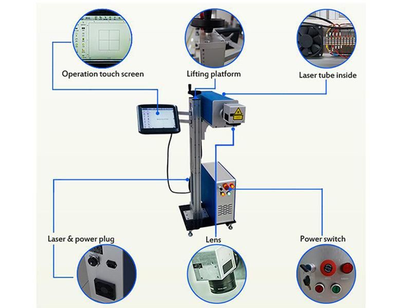 30W Flying CO2 Laser Marking Machine for Wood Paper Leather