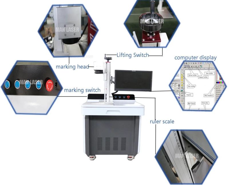 High Precision Metal Plastic Jewelry CNC 20W Fiber Laser Color Marking Machine Price