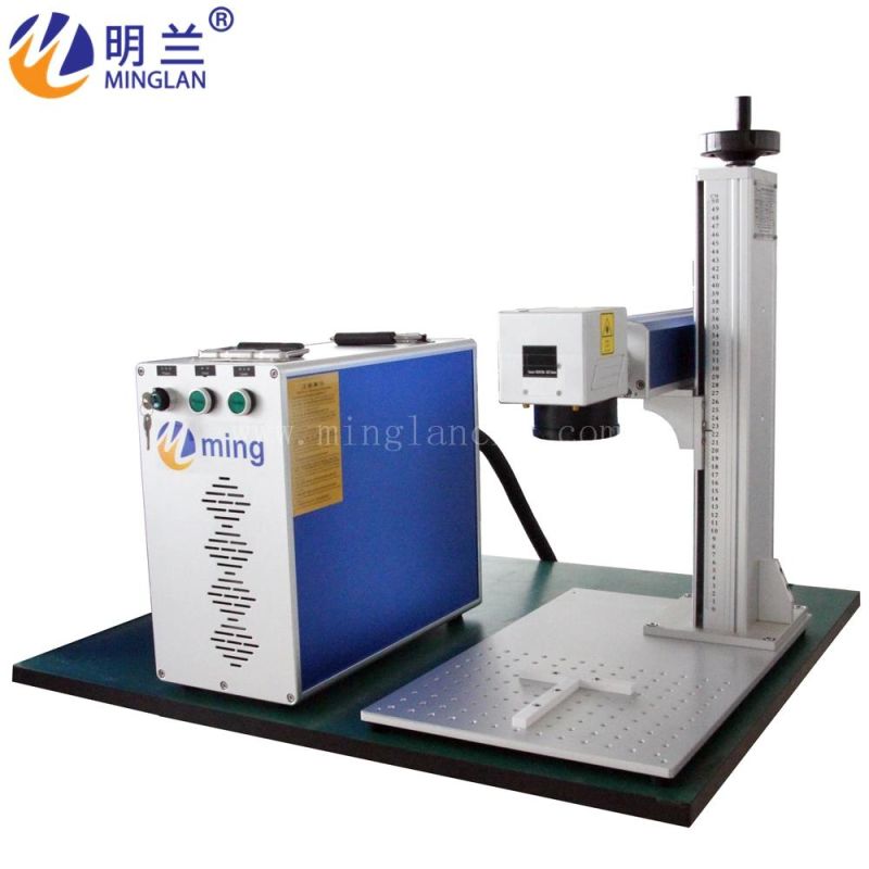 Auto Focus Mini Full Closed Type Fiber Laser Marking Machine for Metal Color Logo Printing Plastic Pet Tag Engraving Number Plate Number Plate Memory Card