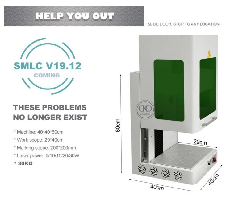 30kg Mini Enclosed Automatic Focusing Laser Marking Machinery for Plastic