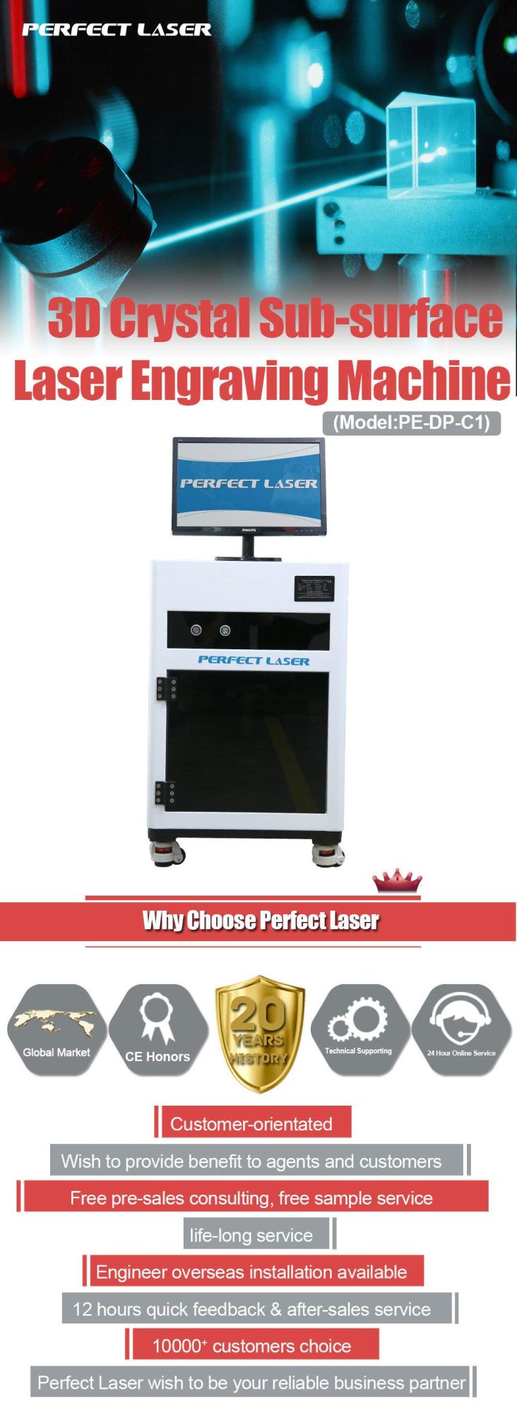 Sub-Surface 2D to 3D Photo Crystal Laser Engraving Machine