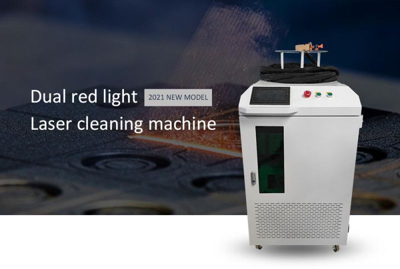 Large-Format Handheld Fiber Laser Cleaning Machine Raycus/Jpt Source Double Red Light Positioning for Oil Stain/Rust Removal/ Metal Rust Layer Removal