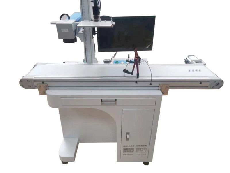 Upgraded Fiber Laser Marking Machine 30W CCD Visual Camera High Speed Auto Positioning CO2 for Medical Test Chip Metal Hardware Plastic Rubber Food Packaging