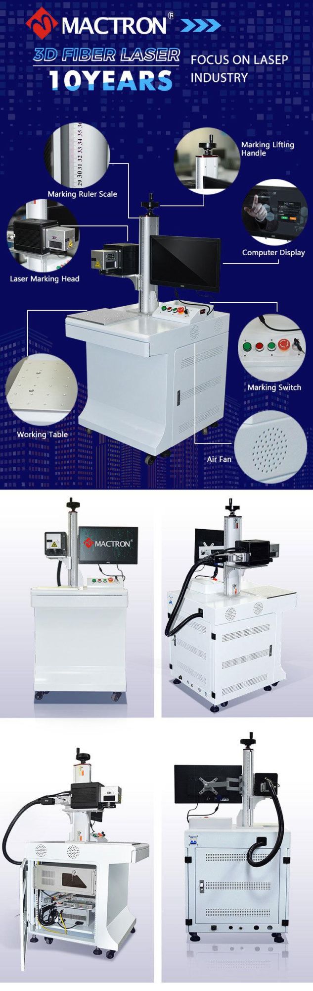 3D 600X600mm Big Work Area Engraving Printer Phone Case Fiber Laser Marking Machine