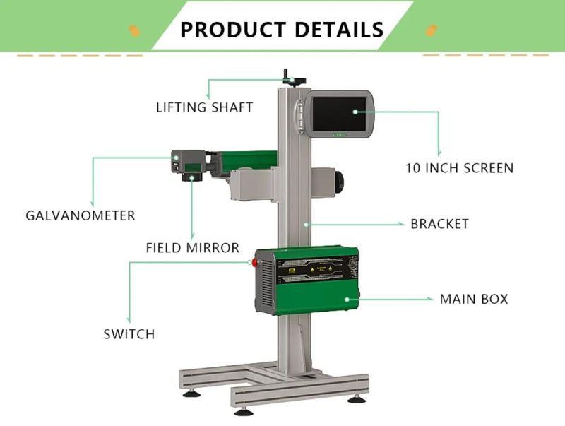 30W Flying Production Line Fiber Laser Marking Machine for Deep Engraving Printing on Metal Pipe Package Date Coding