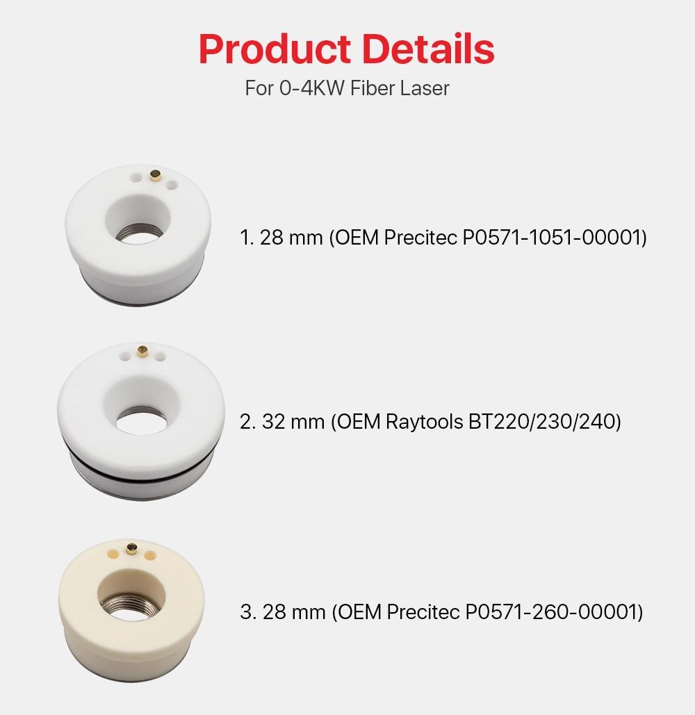 Laser Ceramic Part for Precitec Procutter & Lightcutter Dia. 28mm P0571-1051-0001 for Precitec and Raytools Fiber Head