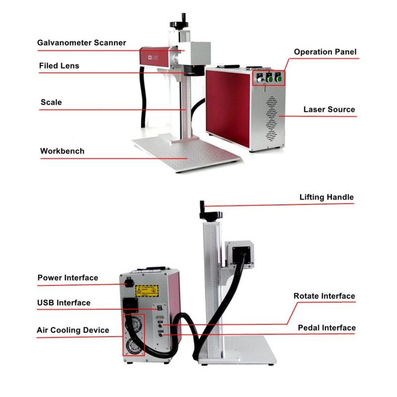 Autofocus Laser Marking Machine 20 Watt Fiber Laser Raycus / Max / Ipg Laser Source Making and Engraving 110V/220V