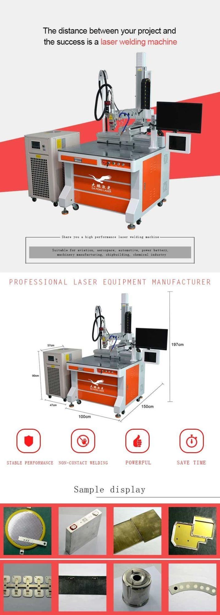 Factory Price 3 Axis Automatic Laser Welding Machine 1500W 2000W Ipg Raucys Laser Welder for New Energy Lithium Battery Industries 