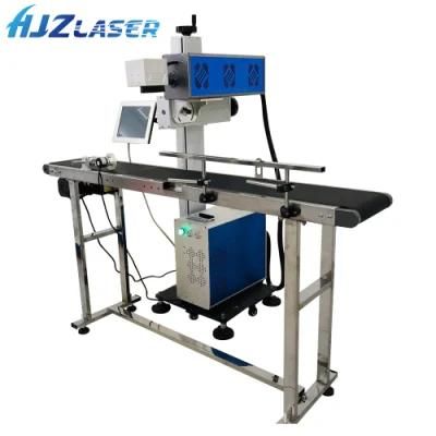 Portable 30W 50W CO2 Flying Laser Marking Machine with Ezcad for Wood Leather Paper