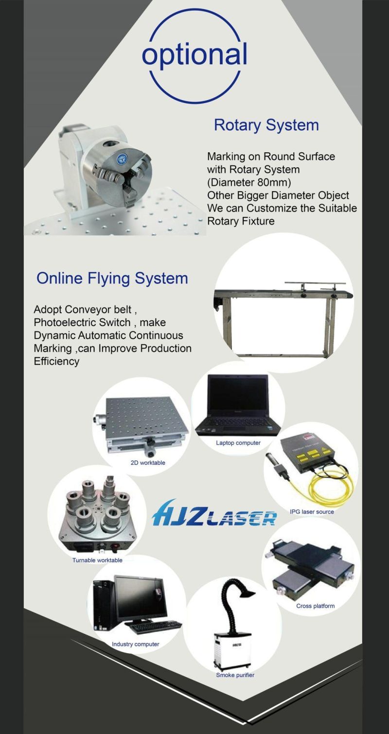 Online Flying Production Line Fiber Laser Marking Machine for Metal, Watch, Key, Knife, Pen