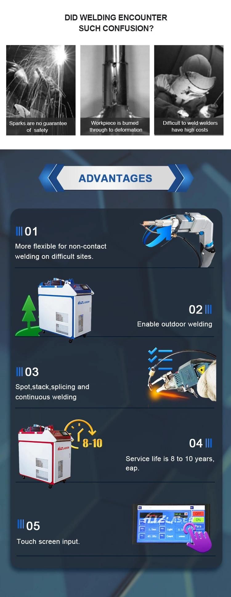 Hjz 1000W Handheld Fiber Laser Spot Welder for Aluminum Copper