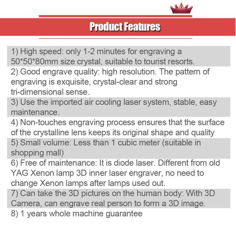 Sub-Surface 2D to 3D Photo Crystal Laser Engraving Machine