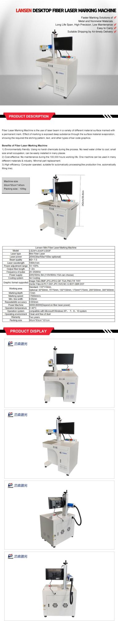 Desktop Jpt Fiber Color Laser Marking Machine for Metal