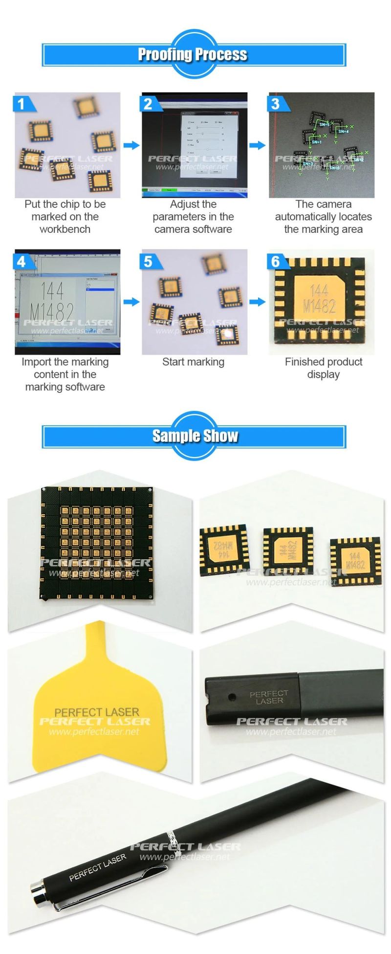 Pedb-480 CCD Camera Auto Identifying & Positioning China Industrial Fiber Laser Engraving Marking Machine for Ultra Small Parts and Letters Marking