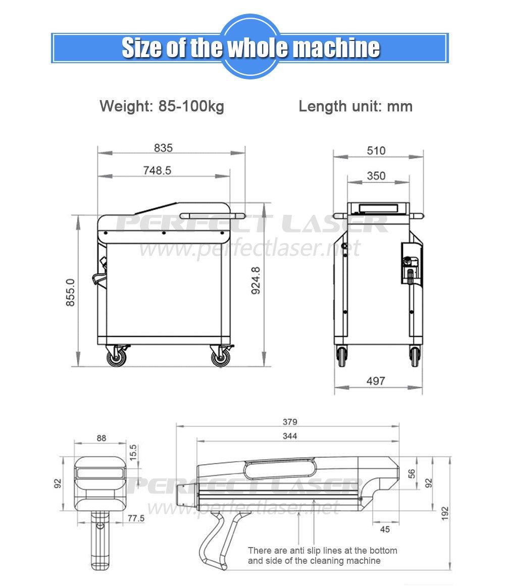 Perfect Laser-Portable 100W Metal Iron Carbon Steel Aluminum Laser Rust Removal Cleaning Machine