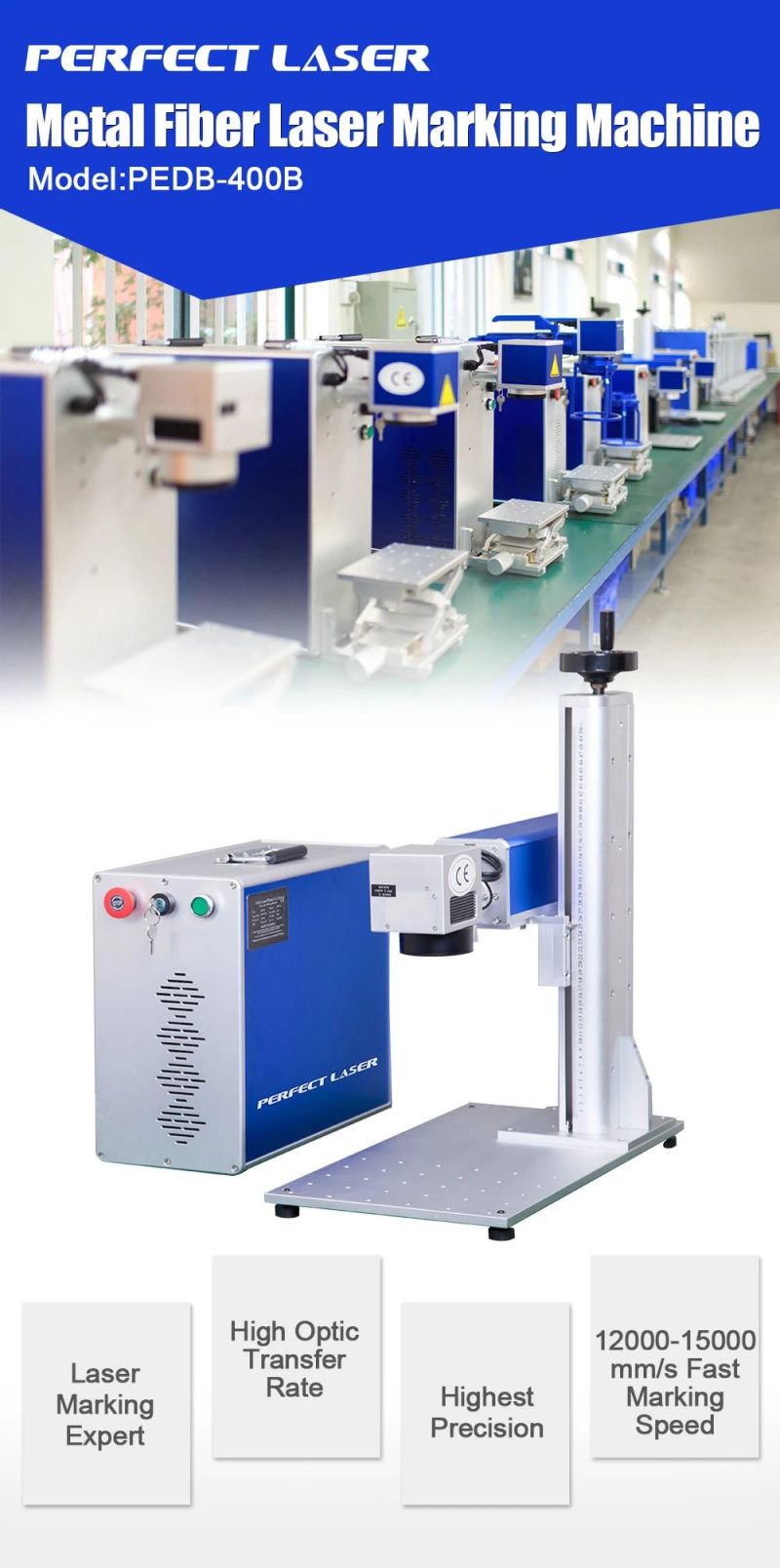 Meal Color Fiber Laser Marking Engraving Cutting Machine for Matal