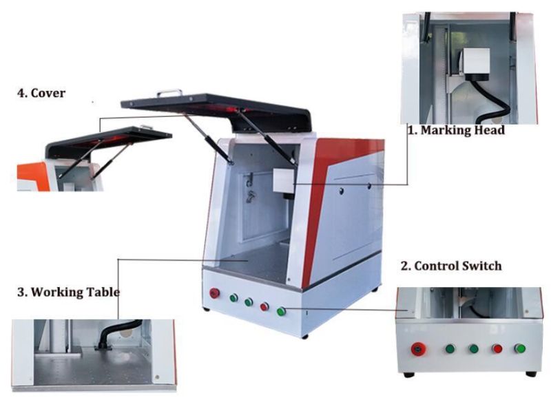 Enclosed 20W 30W Laser Marking Machine for Ring Gold Silver Aluminum