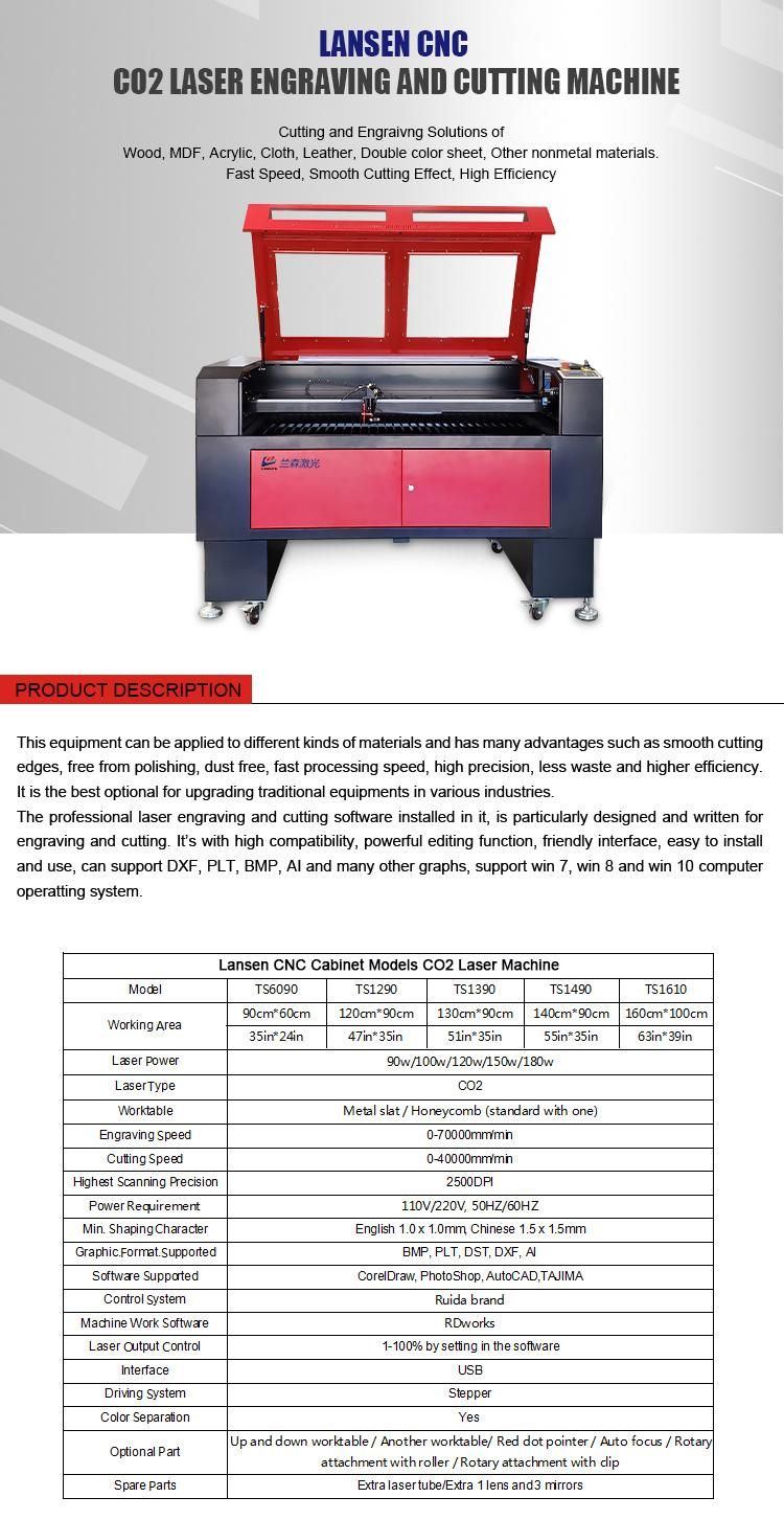 6090 Ruida Controller 100W 150W Wood Acrylic Laser Cutter