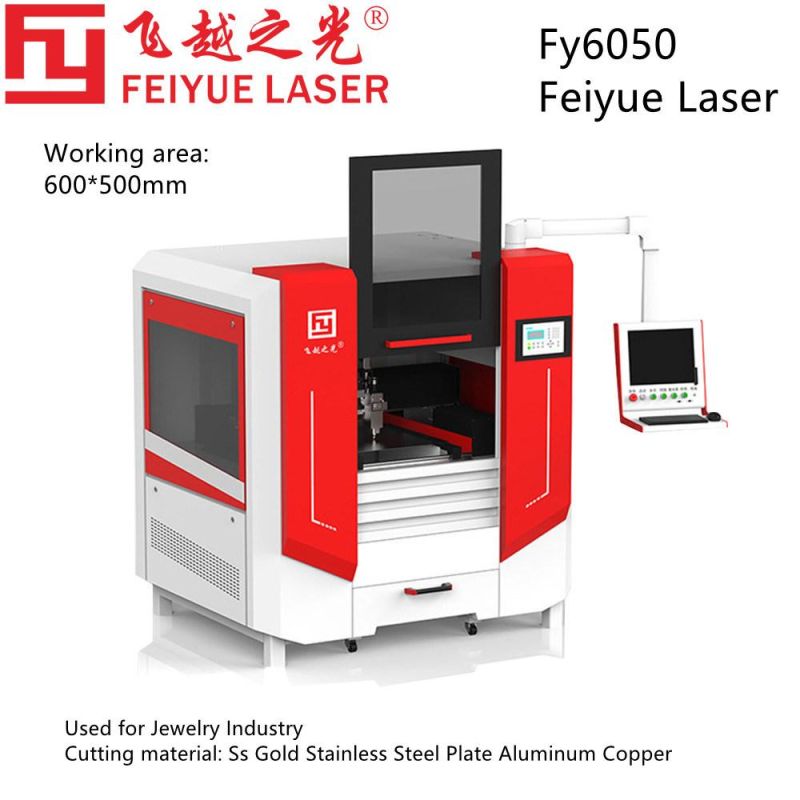 Fy6050 Feiyue Jewelry Industry Fiber Laser Cutting Machine Equipment Ss Gold Stainless Steel Plate Aluminum Copper Sheet Metal High Precision CNC Laser Cutter