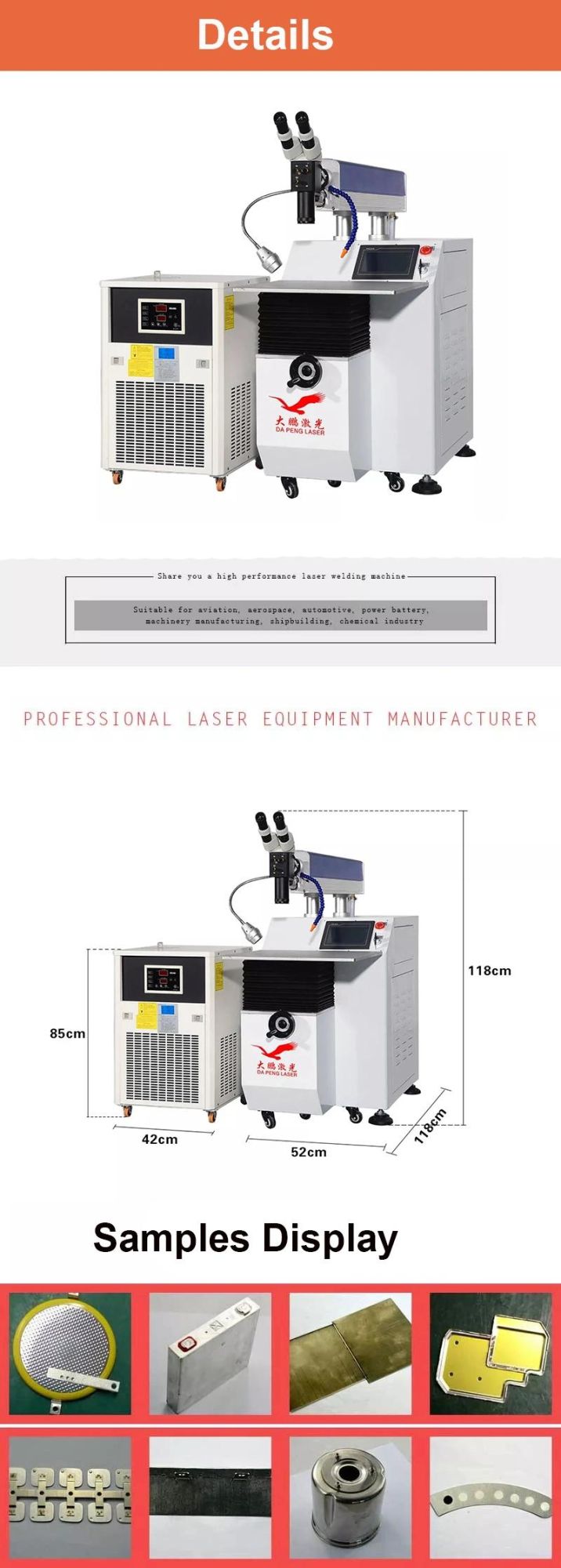 Dapeng 200W 300W Industrial China Multistation Optical Laser Spot Welding Machine