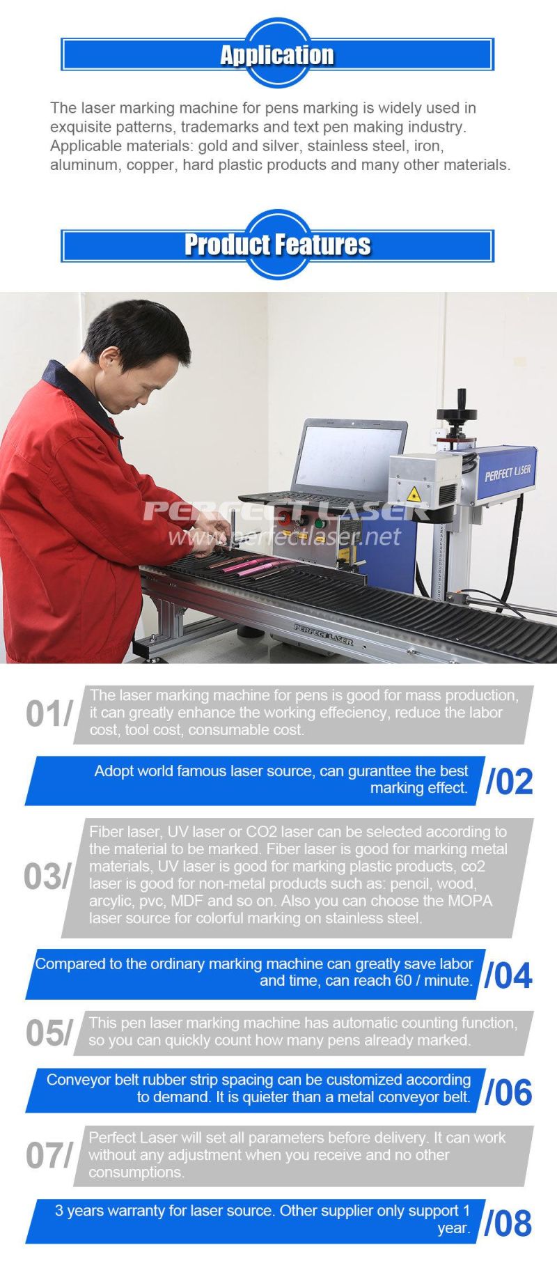 Automatic Feeder Productin Line Fiber Laser Marking Pen Machine with 20W Raycus Laser Engraving Metal Plastic Pen